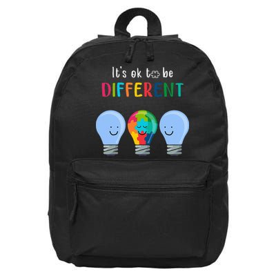 It's Ok To Be Different Autism Awareness Month Lightbulb 16 in Basic Backpack