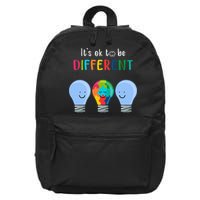 It's Ok To Be Different Autism Awareness Month Lightbulb 16 in Basic Backpack