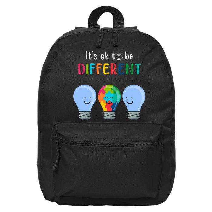 It's Ok To Be Different Autism Awareness Month Lightbulb 16 in Basic Backpack