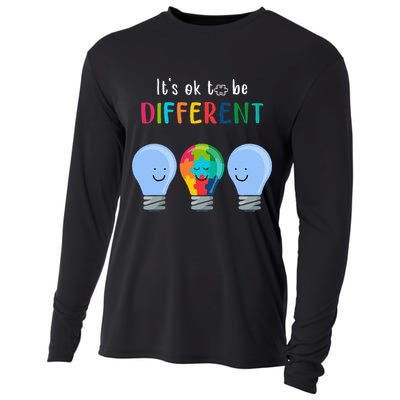 It's Ok To Be Different Autism Awareness Month Lightbulb Cooling Performance Long Sleeve Crew