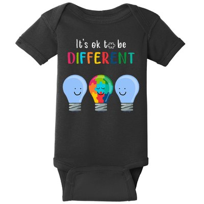 It's Ok To Be Different Autism Awareness Month Lightbulb Baby Bodysuit