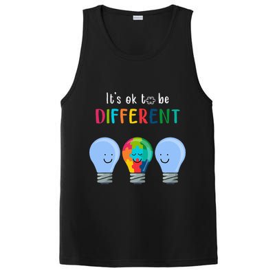 It's Ok To Be Different Autism Awareness Month Lightbulb PosiCharge Competitor Tank