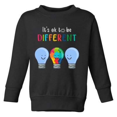 It's Ok To Be Different Autism Awareness Month Lightbulb Toddler Sweatshirt