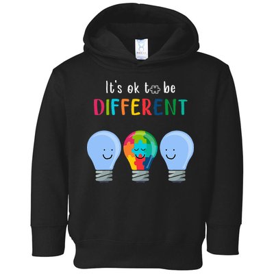 It's Ok To Be Different Autism Awareness Month Lightbulb Toddler Hoodie