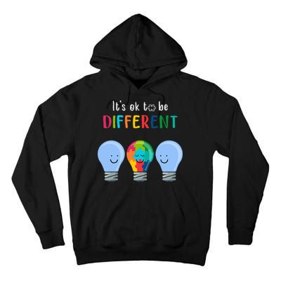 It's Ok To Be Different Autism Awareness Month Lightbulb Tall Hoodie