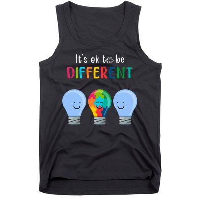 It's Ok To Be Different Autism Awareness Month Lightbulb Tank Top