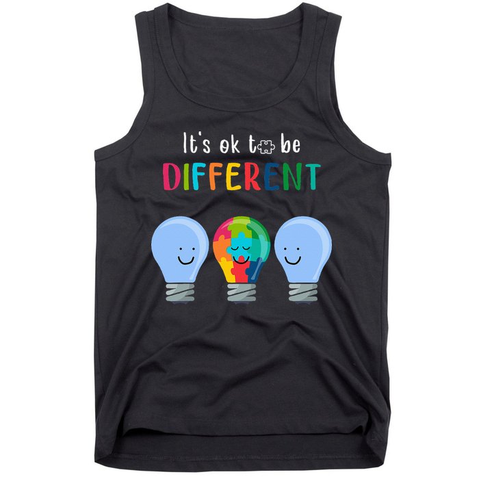 It's Ok To Be Different Autism Awareness Month Lightbulb Tank Top
