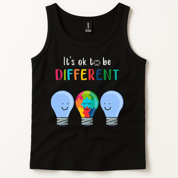 It's Ok To Be Different Autism Awareness Month Lightbulb Tank Top