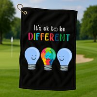 It's Ok To Be Different Autism Awareness Month Lightbulb Golf Towel