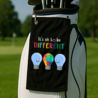 It's Ok To Be Different Autism Awareness Month Lightbulb Golf Towel