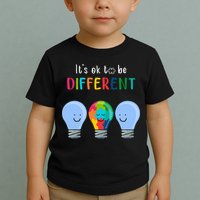 It's Ok To Be Different Autism Awareness Month Lightbulb Toddler T-Shirt