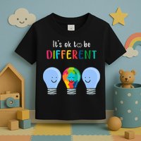 It's Ok To Be Different Autism Awareness Month Lightbulb Toddler T-Shirt