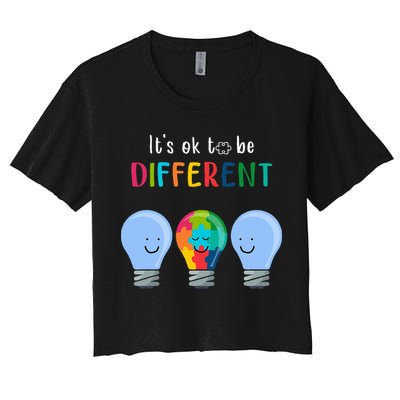 It's Ok To Be Different Autism Awareness Month Lightbulb Crop Top