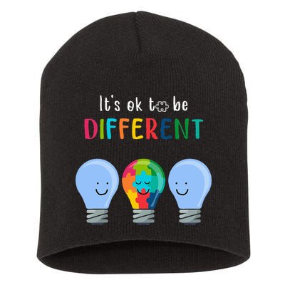 It's Ok To Be Different Autism Awareness Month Lightbulb Short Acrylic Beanie
