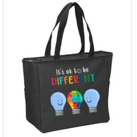 It's Ok To Be Different Autism Awareness Month Lightbulb Zip Tote Bag