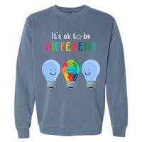 It's Ok To Be Different Autism Awareness Month Lightbulb Garment-Dyed Sweatshirt