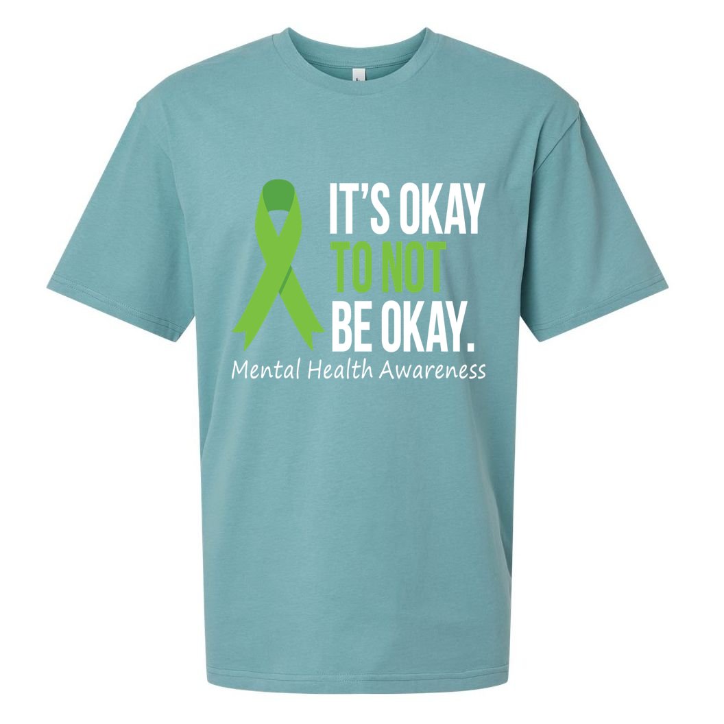 Its Okay To Not Be Okay Mental Health Awareness Green Ribbon Sueded Cloud Jersey T-Shirt