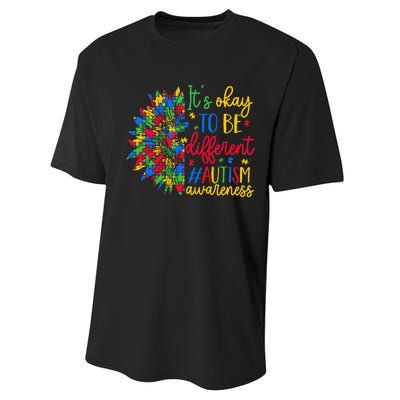 It'S Okay To Be Different Autism Awareness & Support Performance Sprint T-Shirt