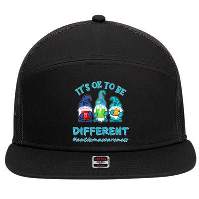 It's Ok To Be Different Autism Awareness Gnomes 7 Panel Mesh Trucker Snapback Hat