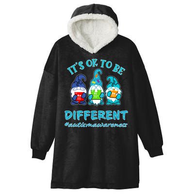 It's Ok To Be Different Autism Awareness Gnomes Hooded Wearable Blanket