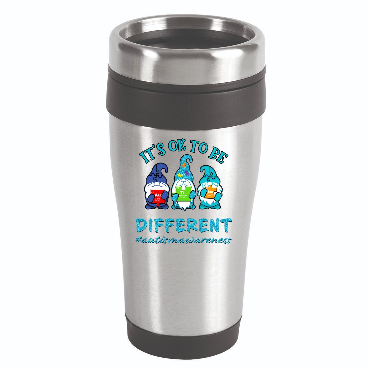 It's Ok To Be Different Autism Awareness Gnomes 16oz Travel Tumbler