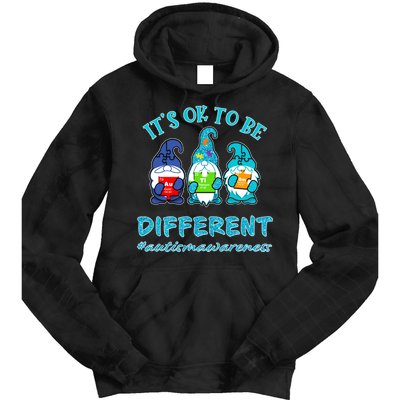 It's Ok To Be Different Autism Awareness Gnomes Tie Dye Hoodie