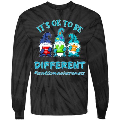It's Ok To Be Different Autism Awareness Gnomes Tie-Dye Long Sleeve Shirt