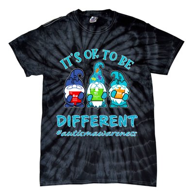 It's Ok To Be Different Autism Awareness Gnomes Tie-Dye T-Shirt