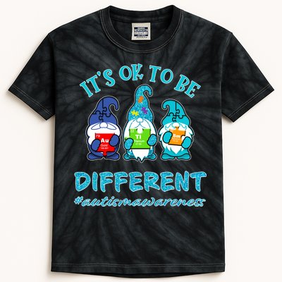 It's Ok To Be Different Autism Awareness Gnomes Kids Tie-Dye T-Shirt