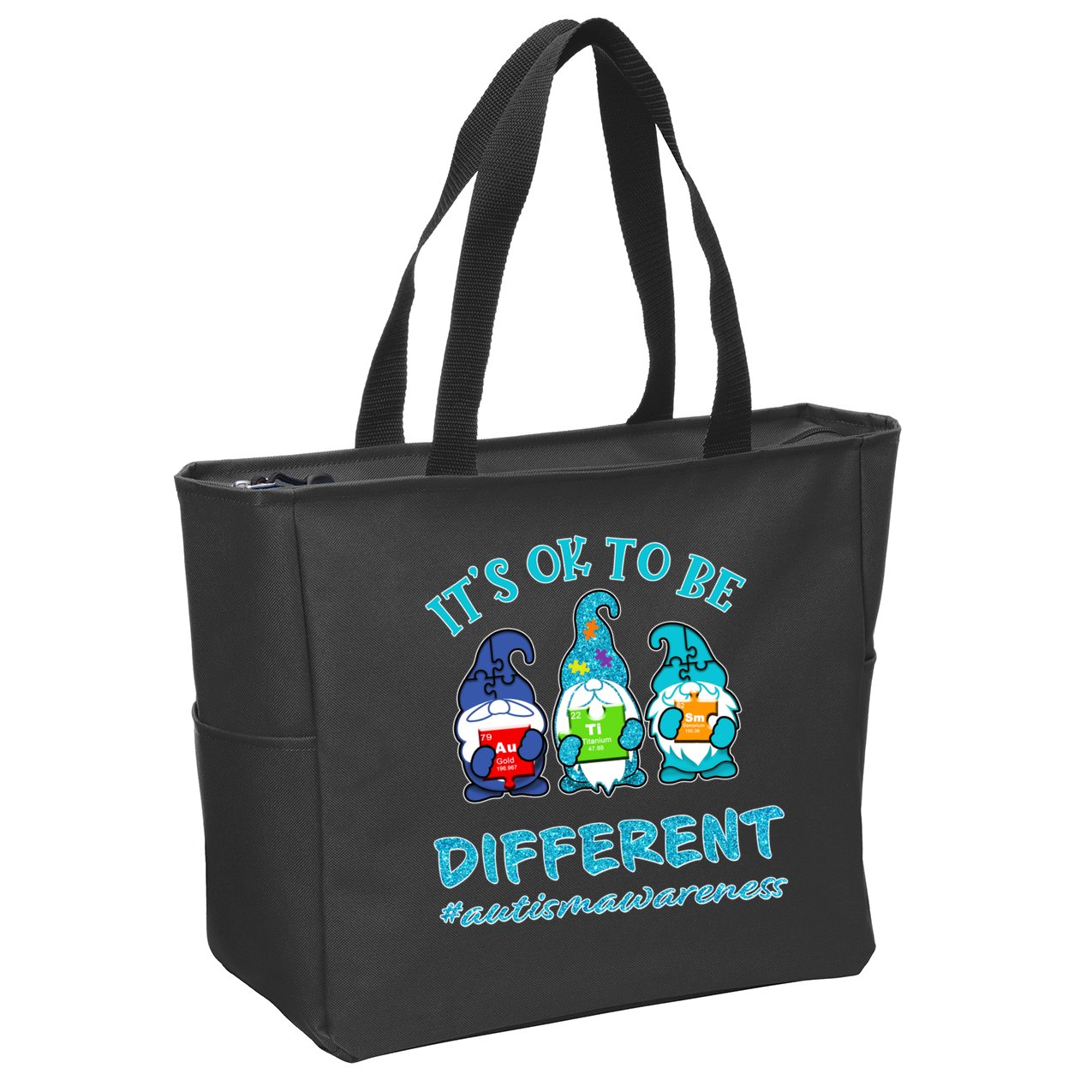 It's Ok To Be Different Autism Awareness Gnomes Zip Tote Bag