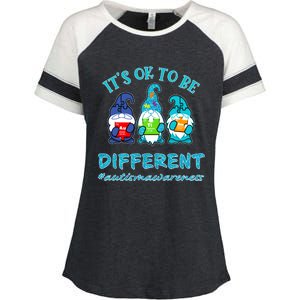 It's Ok To Be Different Autism Awareness Gnomes Enza Ladies Jersey Colorblock Tee