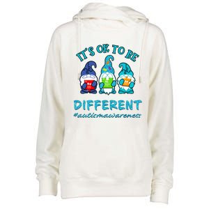 It's Ok To Be Different Autism Awareness Gnomes Womens Funnel Neck Pullover Hood