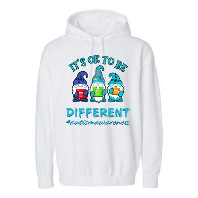 It's Ok To Be Different Autism Awareness Gnomes Garment-Dyed Fleece Hoodie