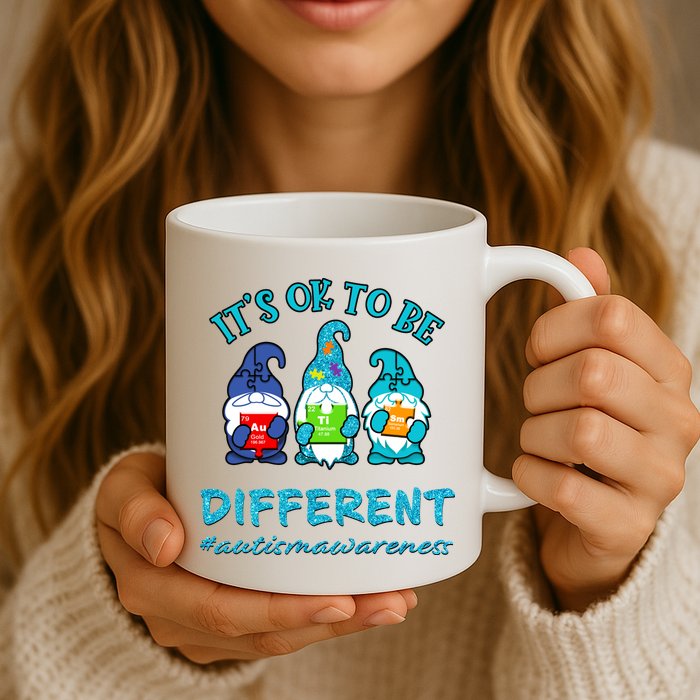 It's Ok To Be Different Autism Awareness Gnomes Mug