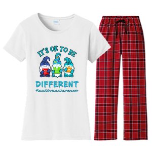 It's Ok To Be Different Autism Awareness Gnomes Women's Flannel Pajama Set