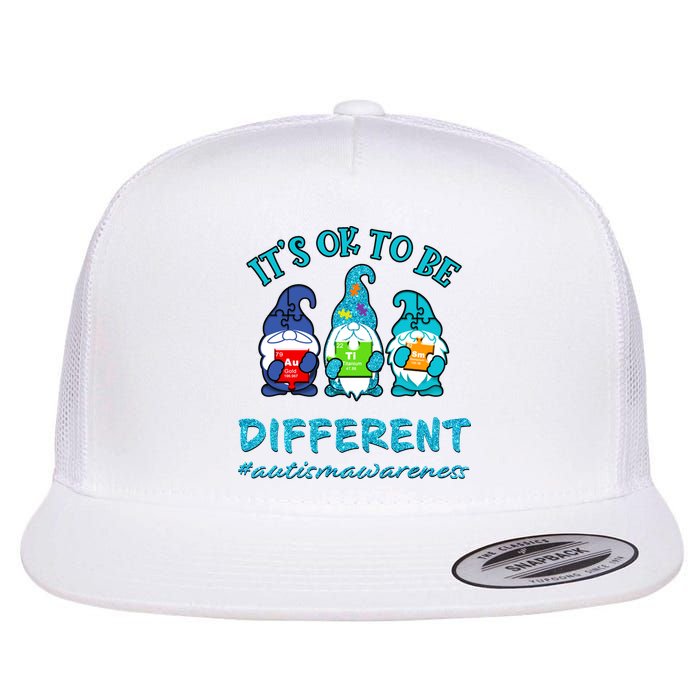It's Ok To Be Different Autism Awareness Gnomes Flat Bill Trucker Hat