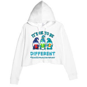 It's Ok To Be Different Autism Awareness Gnomes Crop Fleece Hoodie