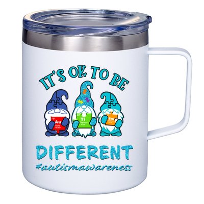 It's Ok To Be Different Autism Awareness Gnomes 12oz Stainless Steel Coffee Mug
