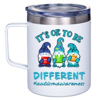 It's Ok To Be Different Autism Awareness Gnomes 12oz Stainless Steel Coffee Mug