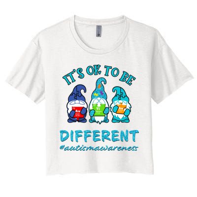 It's Ok To Be Different Autism Awareness Gnomes Crop Top