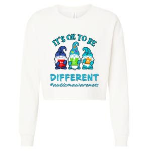 It's Ok To Be Different Autism Awareness Gnomes Cropped Pullover Crew