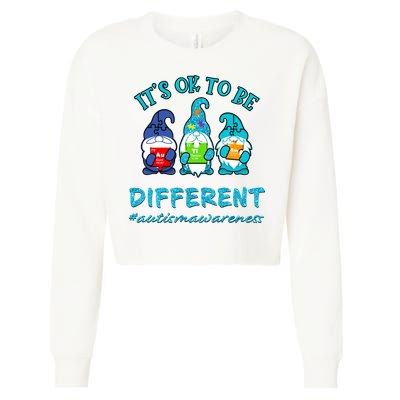 It's Ok To Be Different Autism Awareness Gnomes Cropped Pullover Crew