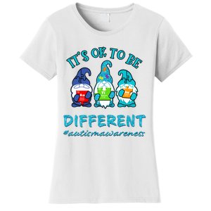 It's Ok To Be Different Autism Awareness Gnomes Women's T-Shirt