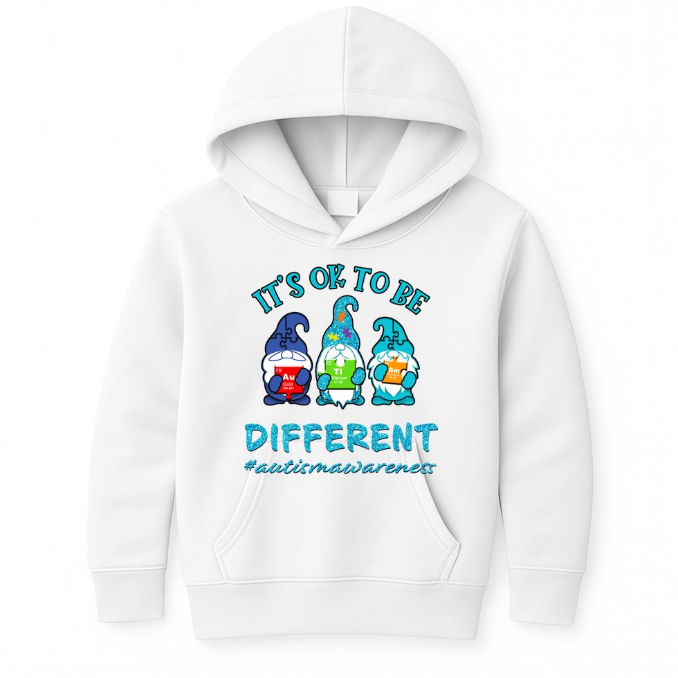 It's Ok To Be Different Autism Awareness Gnomes Kids Hoodie