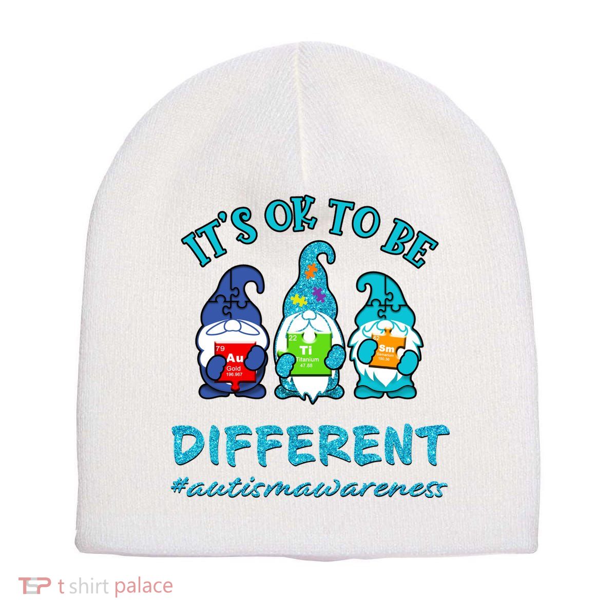 It's Ok To Be Different Autism Awareness Gnomes Short Acrylic Beanie