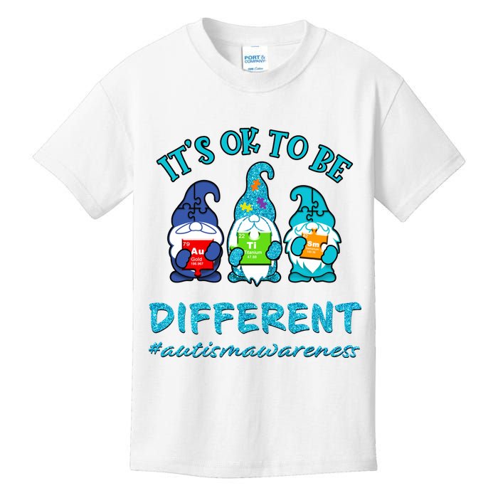 It's Ok To Be Different Autism Awareness Gnomes Kids T-Shirt
