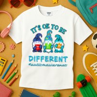 It's Ok To Be Different Autism Awareness Gnomes Kids T-Shirt