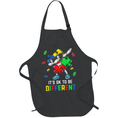 It’s Ok To Be Different Dabbing Puzzle Autism Awareness Kids Full-Length Apron With Pockets