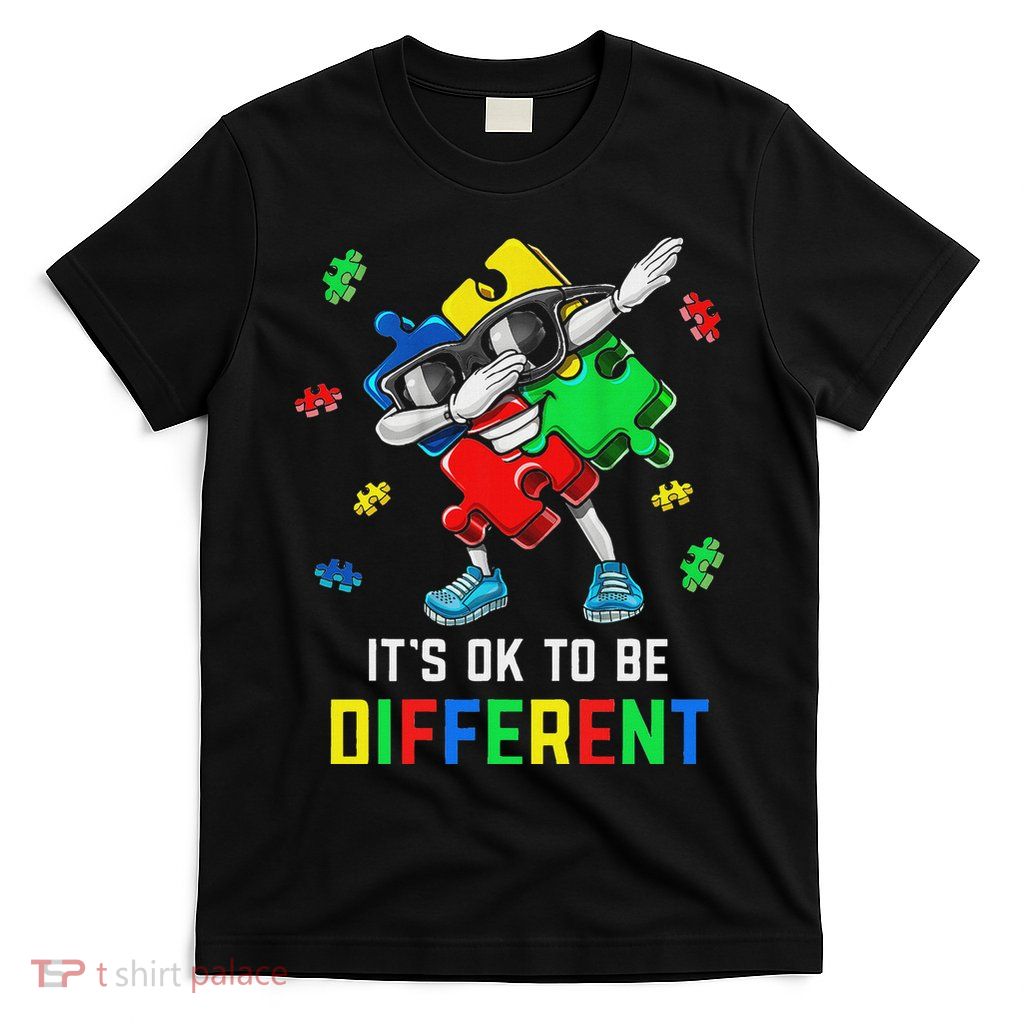 It’s Ok To Be Different Dabbing Puzzle Autism Awareness Kids T-Shirt