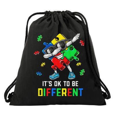 It’s Ok To Be Different Dabbing Puzzle Autism Awareness Kids Drawstring Bag